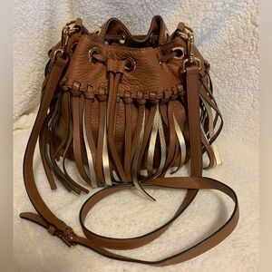Michael Kors Christy Pebble Grain Fringe Crossbody Messenger Bag